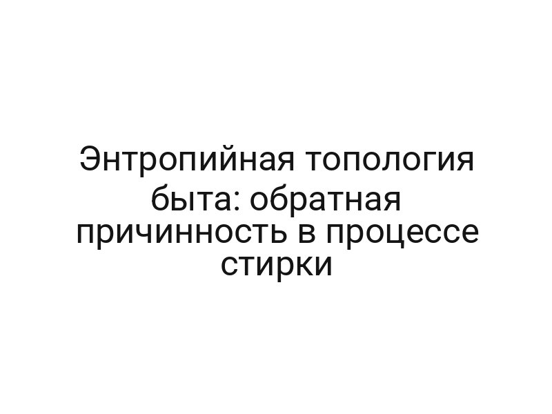 Энтропийная топология быта: обратная причинность в процессе стирки
